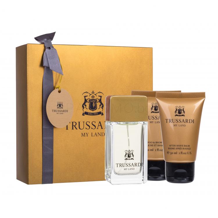 Trussardi My Land Подаръчен комплект EDT 30 ml + душ гел 30 ml+ балсам за след бръснене 30 ml