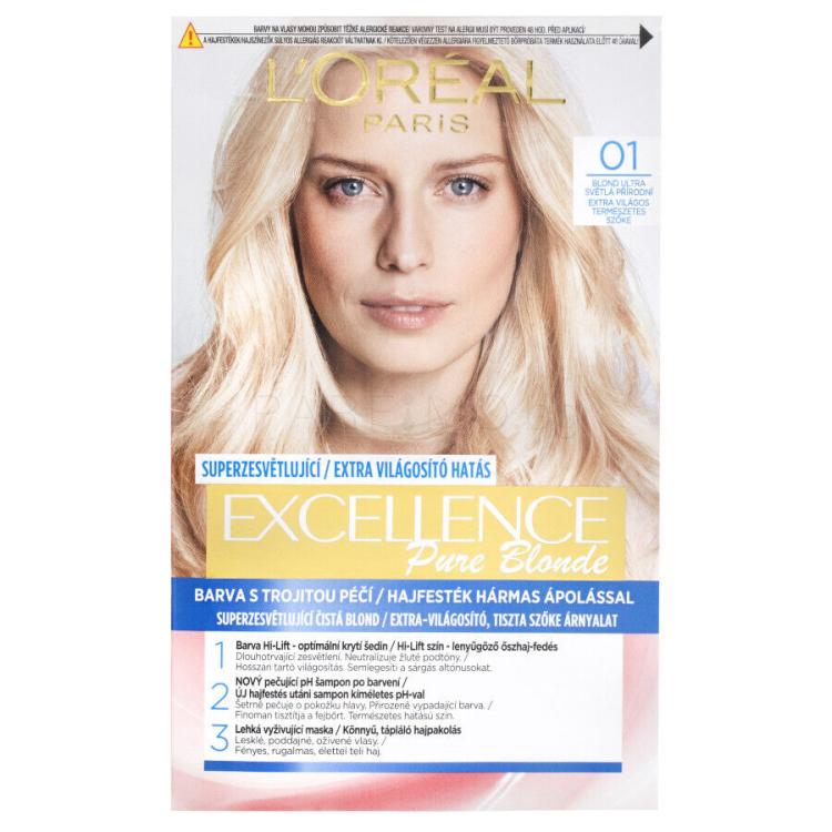 L&#039;Oréal Paris Excellence Creme Triple Protection Боя за коса за жени 48 ml Нюанс 01 Lightest Natural Blonde