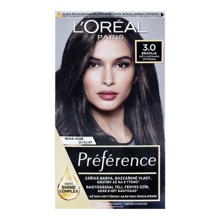 L&#039;Oréal Paris Préférence Боя за коса за жени 60 ml Нюанс 3-B Brasilia