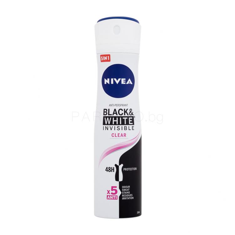 Nivea Black &amp; White Invisible Clear 48h Антиперспирант за жени 150 ml