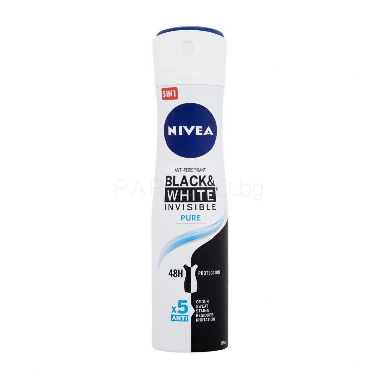 Nivea Black &amp; White Invisible Pure 48h Антиперспирант за жени 150 ml