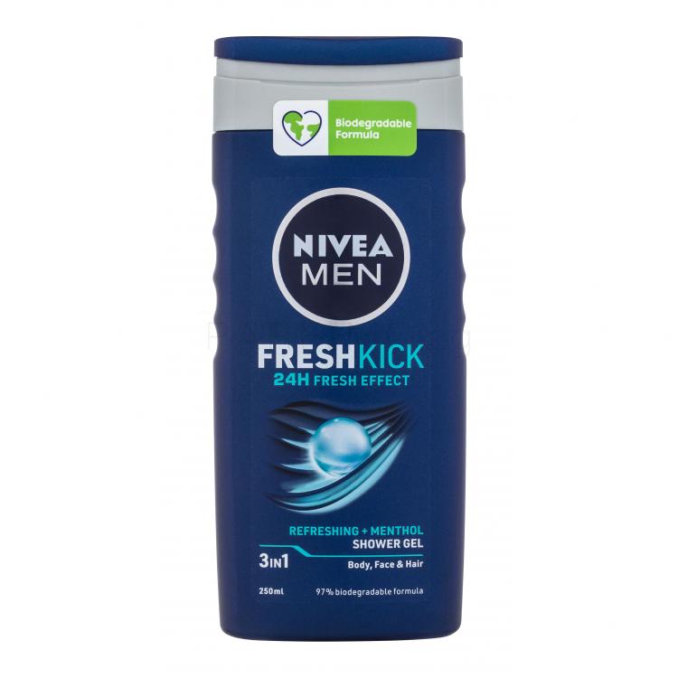 Nivea Men Fresh Kick Shower Gel 3in1 Душ гел за мъже 250 ml