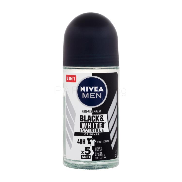 Nivea Men Invisible For Black &amp; White Original Deo Roll-On 48H Антиперспирант за мъже 50 ml
