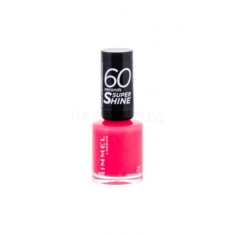 Rimmel London 60 Seconds Super Shine Лак за нокти за жени 8 ml Нюанс 407 Hot Tropicana