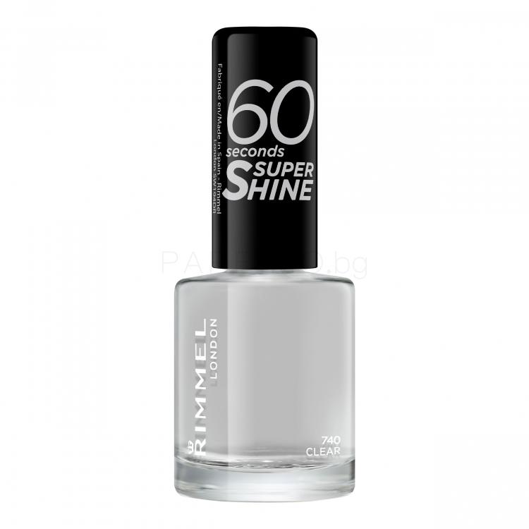 Rimmel London 60 Seconds Super Shine Лак за нокти за жени 8 ml Нюанс 740 Clear
