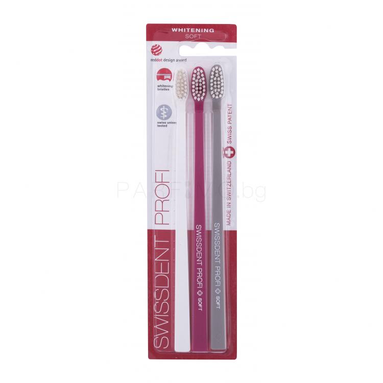 Swissdent Profi Whitening Trio Soft Четка за зъби 3 бр Нюанс White, Pink, Grey