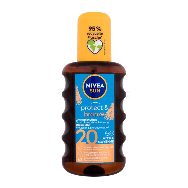 Nivea Sun Protect &amp; Bronze Oil Spray SPF20 Слънцезащитна козметика за тяло 200 ml