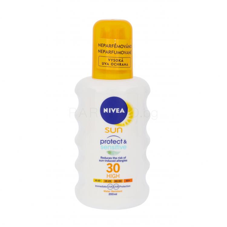 Nivea Sun Protect &amp; Sensitive Spray SPF30 Слънцезащитна козметика за тяло 200 ml
