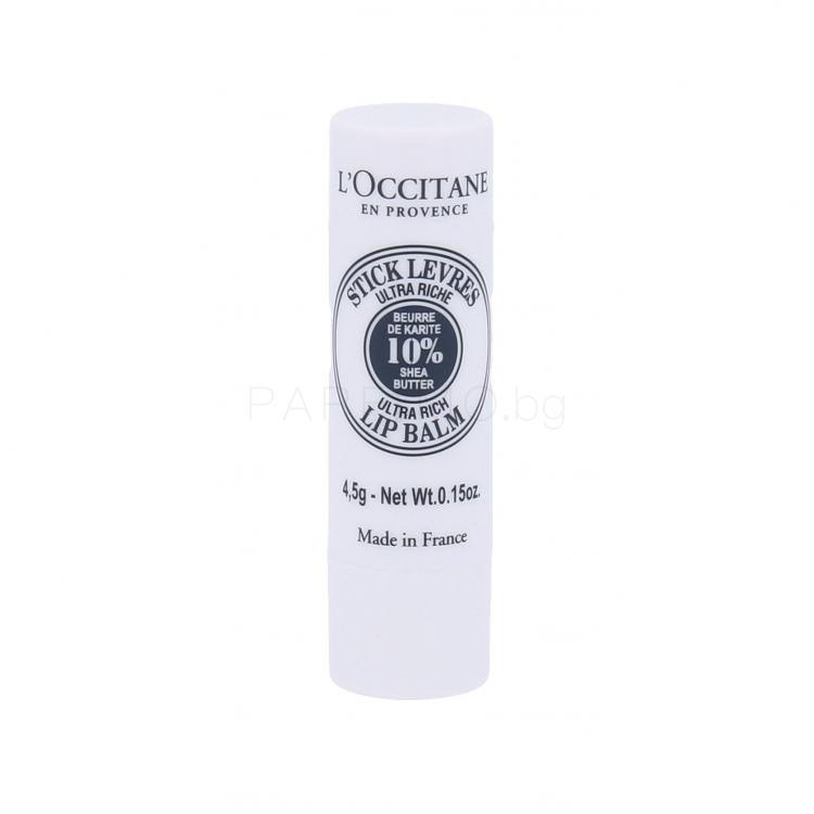 L&#039;Occitane Shea Butter Ultra Rich Lip Balm Stick Балсам за устни за жени 4,5 гр