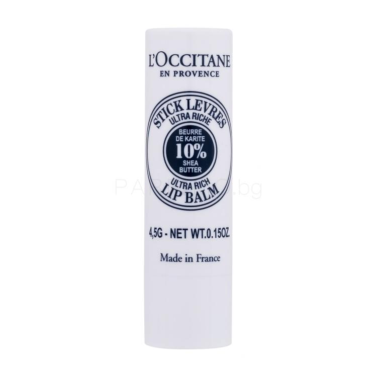 L&#039;Occitane Shea Butter Ultra Rich Lip Balm Stick Балсам за устни за жени 4,5 гр