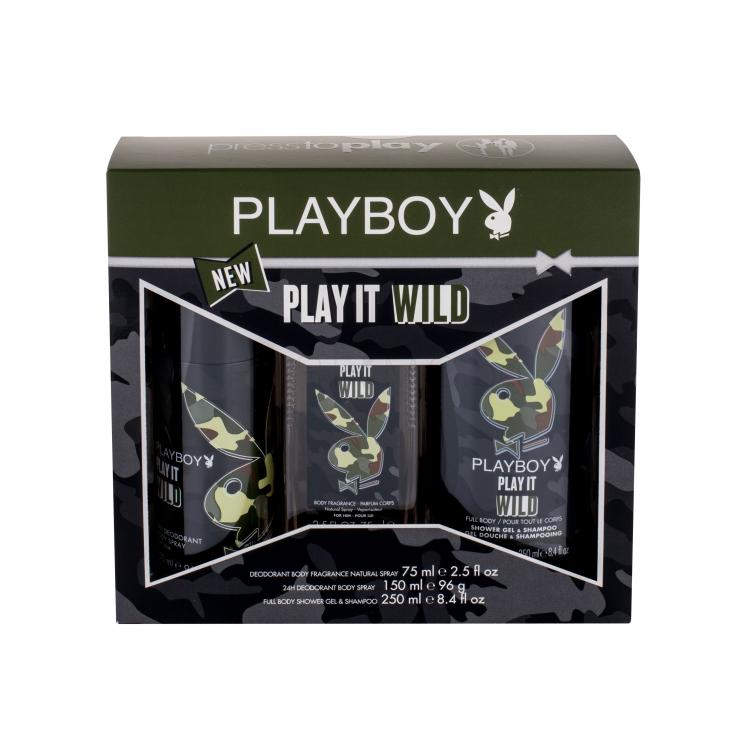 Playboy Play It Wild Подаръчен комплект дезодорант 150ml + 250ml душ гел + 75ml дезодорант