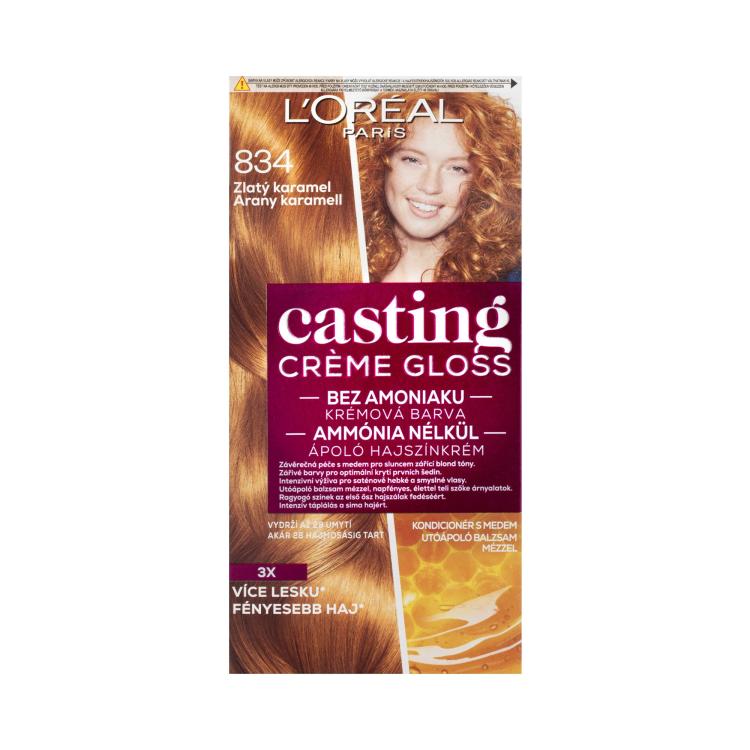 L&#039;Oréal Paris Casting Creme Gloss Боя за коса за жени 48 ml Нюанс 834 Hot Caramel