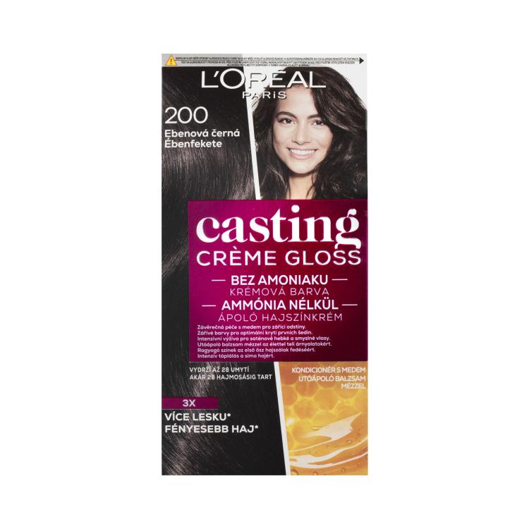 L&#039;Oréal Paris Casting Creme Gloss Боя за коса за жени 48 ml Нюанс 200 Ebony Black