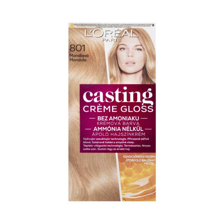 L&#039;Oréal Paris Casting Creme Gloss Glossy Blonds Боя за коса за жени 48 ml Нюанс 801 Silky Blonde