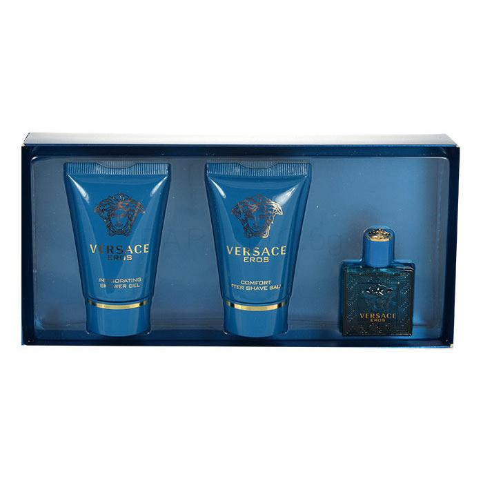 Versace Eros Подаръчен комплект EDT 5 ml + душ гел 25 ml + балсам за след бръснене 25 ml увредена кутия