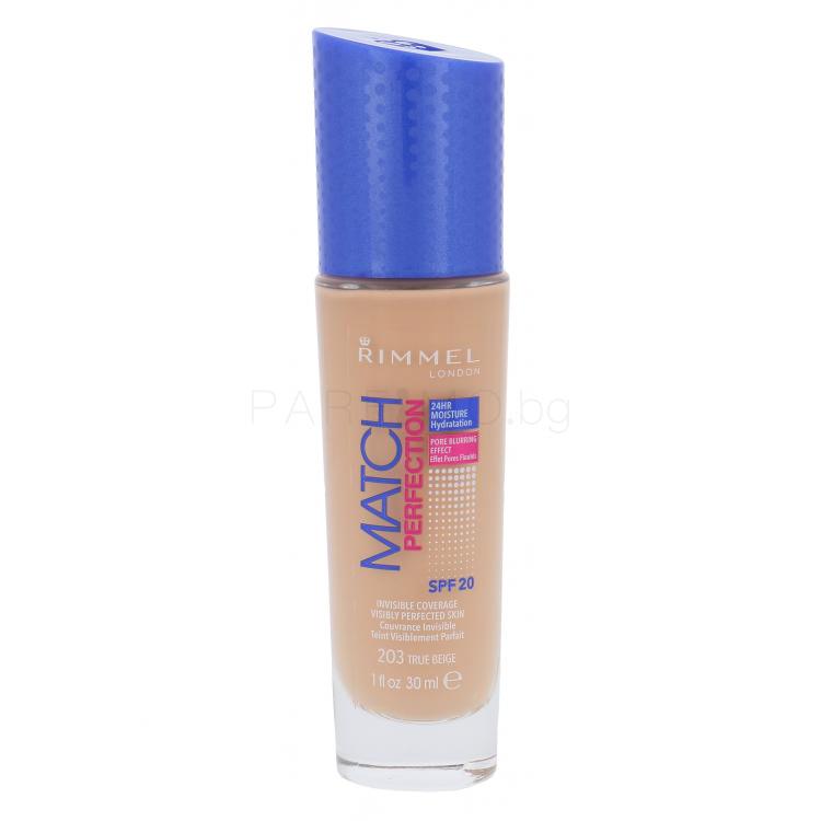 Rimmel London Match Perfection SPF20 Фон дьо тен за жени 30 ml Нюанс 203 True Beige