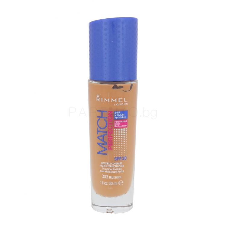 Rimmel London Match Perfection SPF20 Фон дьо тен за жени 30 ml Нюанс 303 True Nude