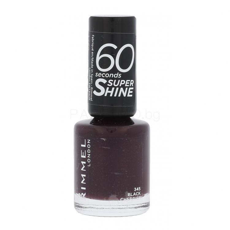 Rimmel London 60 Seconds Super Shine Лак за нокти за жени 8 ml Нюанс 345 Black Cherries