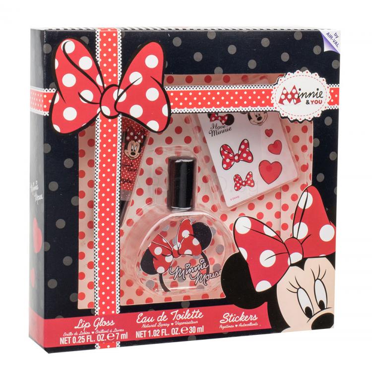 Disney Minnie Mouse Подаръчен комплект EDT 30 ml + блясък за устни 7 ml + стикери