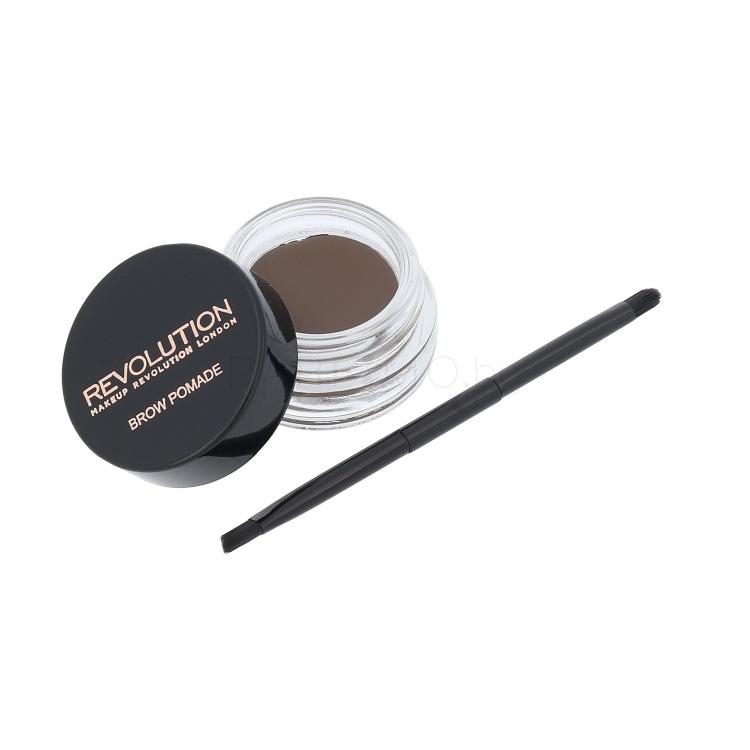 Makeup Revolution London Brow Pomade With Double Ended Brush Гел и помада за вежди за жени 2,5 гр Нюанс Medium Brown
