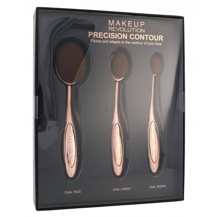 Makeup Revolution London Brushes Precision Contour Подаръчен комплект козметична четка за лице 1 бр. средна + козметична четка за лице 1 бр. малка + козметична четка за руж 1 бр.