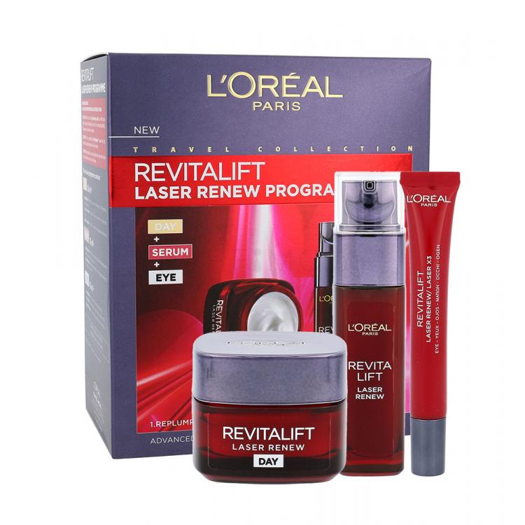 L&#039;Oréal Paris Revitalift Laser Renew Подаръчен комплект дневен крем за лице 50 ml + серум за лице 30 ml + околоочен крем 15 ml