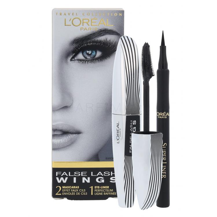 L&#039;Oréal Paris False Lash Wings Подаръчен комплект спирала 2 x 7 ml + очна линия Super Liner Perfect Slim 6 ml Intense Black