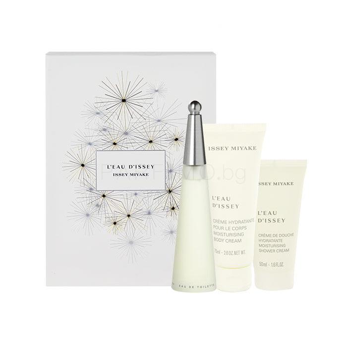 Issey Miyake L&#039;Eau D&#039;Issey Подаръчен комплект EDT 100 ml + крем за тяло 75 ml + душ крем 50 ml увредена кутия