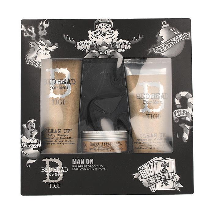Tigi Bed Head Men Clean Up Подаръчен комплект шампоан 250 ml + балсам Clean Up Peppermint 200 ml + вакса за коса Matte Separation Wax 85 g увредена кутия