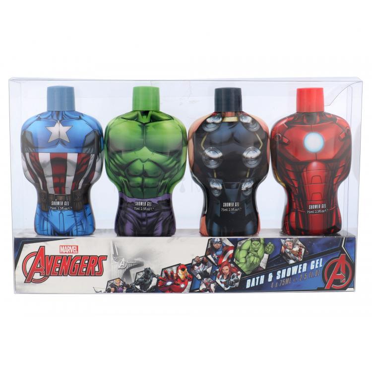Marvel Avengers Подаръчен комплект душ гел 4x 75ml - Hulk + Thor + Iron Man + Captain America