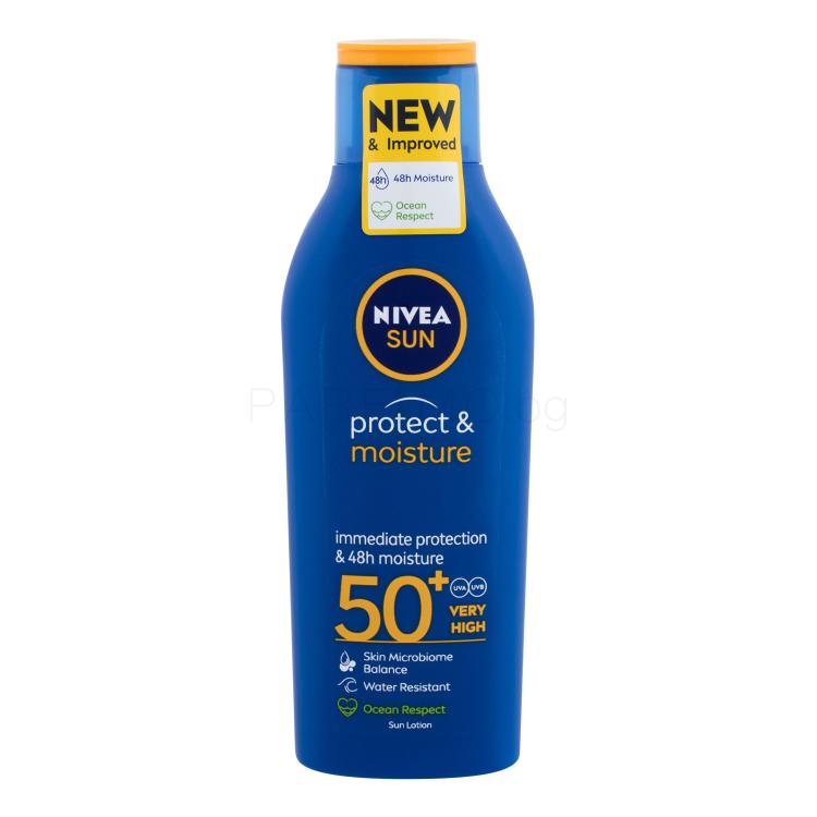 Nivea Sun Protect &amp; Moisture SPF50+ Слънцезащитна козметика за тяло 200 ml