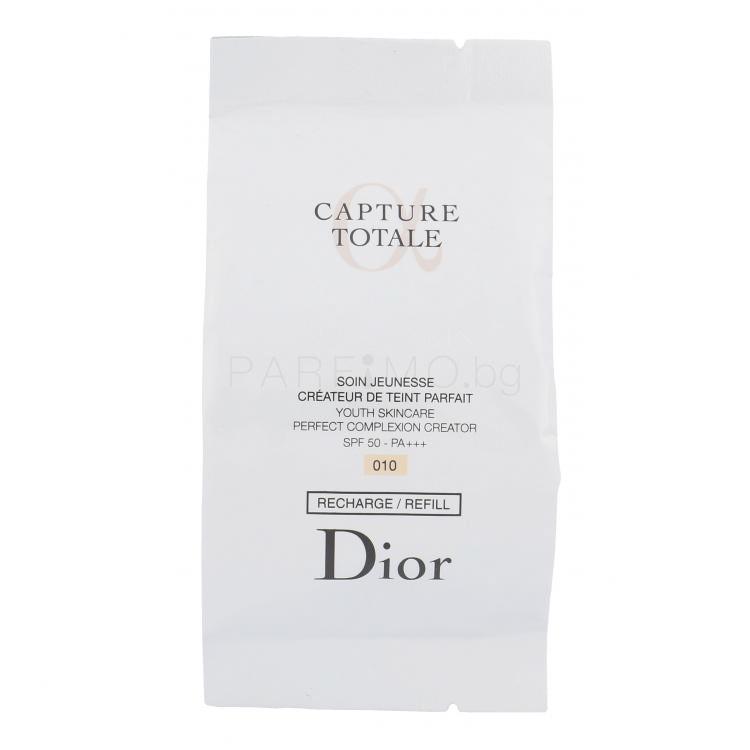 Christian Dior Capture Totale Dreamskin Moist &amp; Perfect Cushion SPF50+ Фон дьо тен за жени Пълнител 15 гр Нюанс 010 ТЕСТЕР