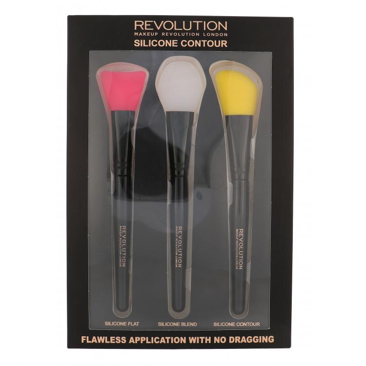 Makeup Revolution London Brushes Подаръчен комплект плоска четка 1 бр. + четка за смесване на цветовете 1 бр. + четка за контуриране 1 бр.