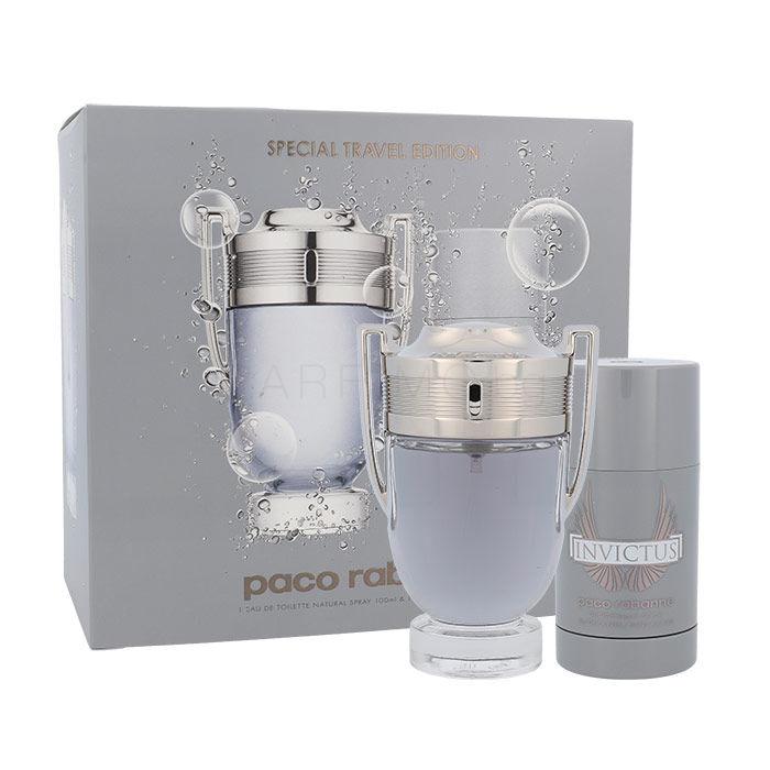 Paco Rabanne Invictus Подаръчен комплект EDT 100 ml + деостик 75 ml увредена кутия