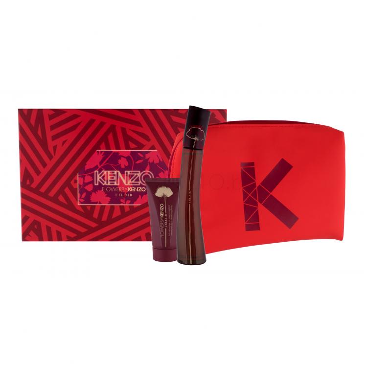 KENZO Flower By Kenzo L´Elixir Подаръчен комплект EDP 50 ml + лосион за тяло 50 ml + козметична чантичка