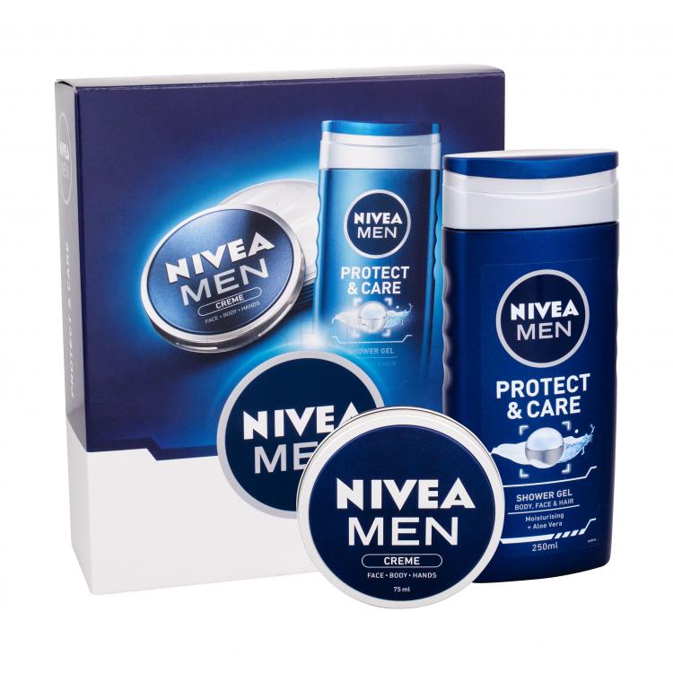 Nivea Men Protect &amp; Care Подаръчен комплект душ гел Men Protect &amp; Care 250 ml + универсален крем Men Creme 75 ml