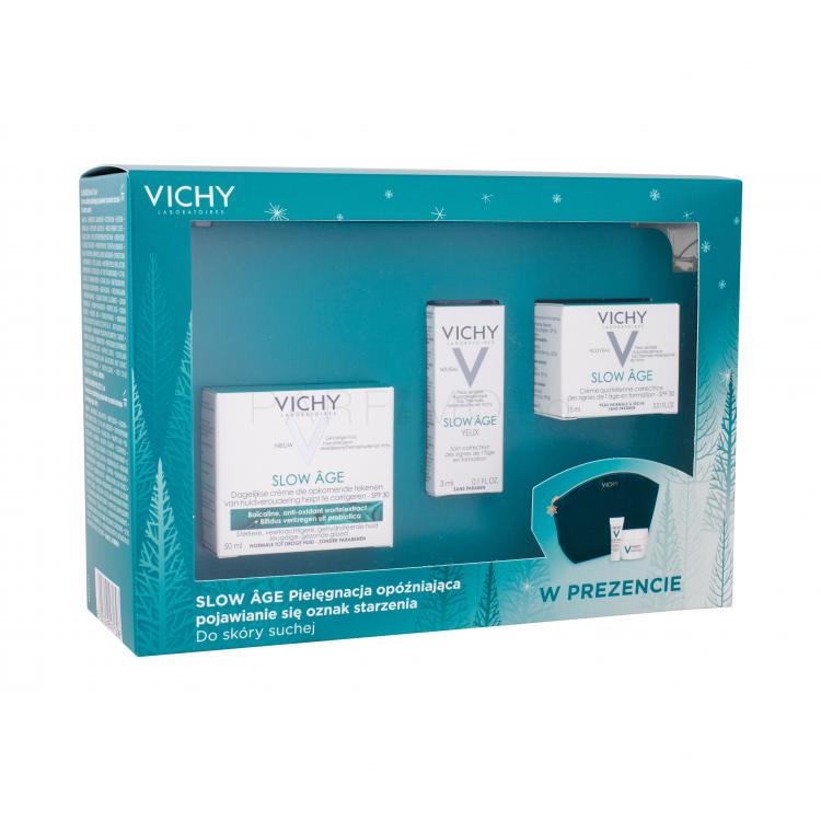 Vichy Slow Âge Daily Care Targeting SPF30 Подаръчен комплект дневна грижа за лице 50 ml + дневна грижа за лице 15 ml + грижа за очите 3 ml + козметична чантичка 1 бр