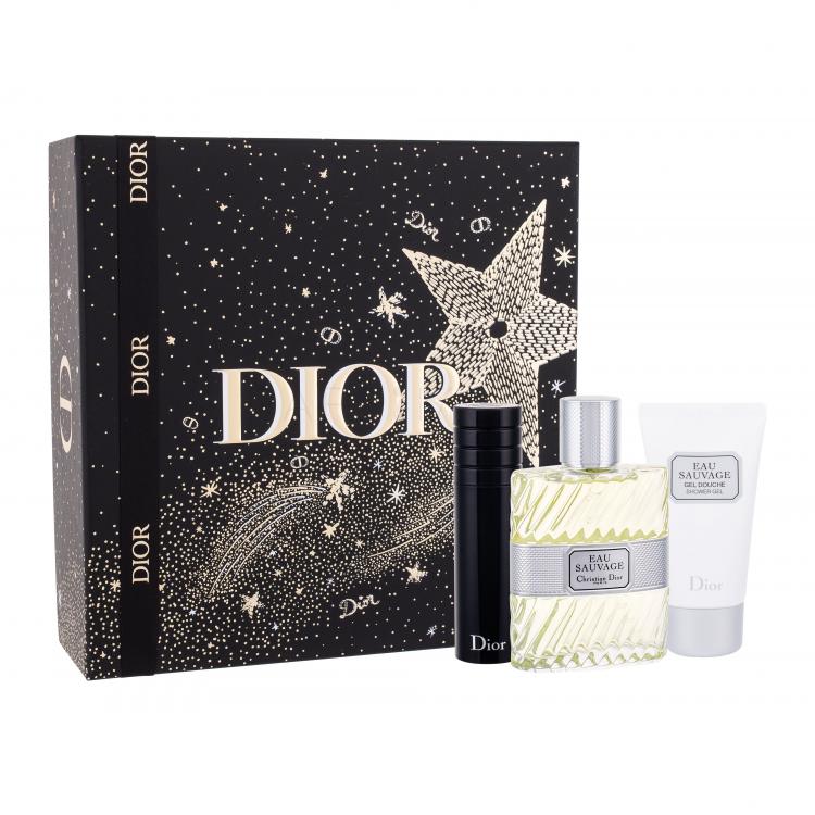 Christian Dior Eau Sauvage Подаръчен комплект EDT 100 ml + душ гел 50 ml + EDT зареждаема 10 ml