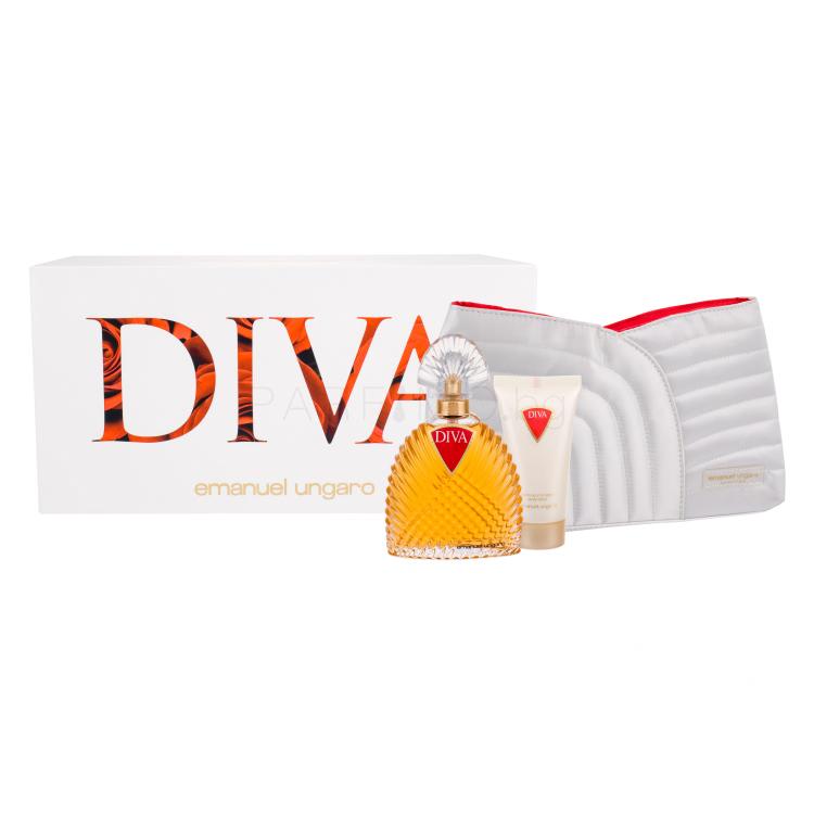 Emanuel Ungaro Diva Подаръчен комплект EDP 100 ml + лосион за тяло 50 ml + козметична чантичка увредена кутия