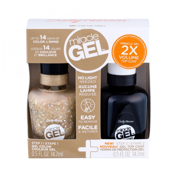 Sally Hansen Miracle Gel Подаръчен комплект гел лак за нокти Miracle Gel 14,7 ml + топ гел лак Miracle Gel Top Coat 14,7 ml