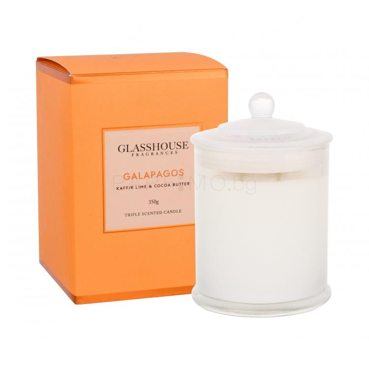 Glasshouse Galapagos Kaffir Lime &amp; Cocoa Butter Ароматна свещ 350 гр