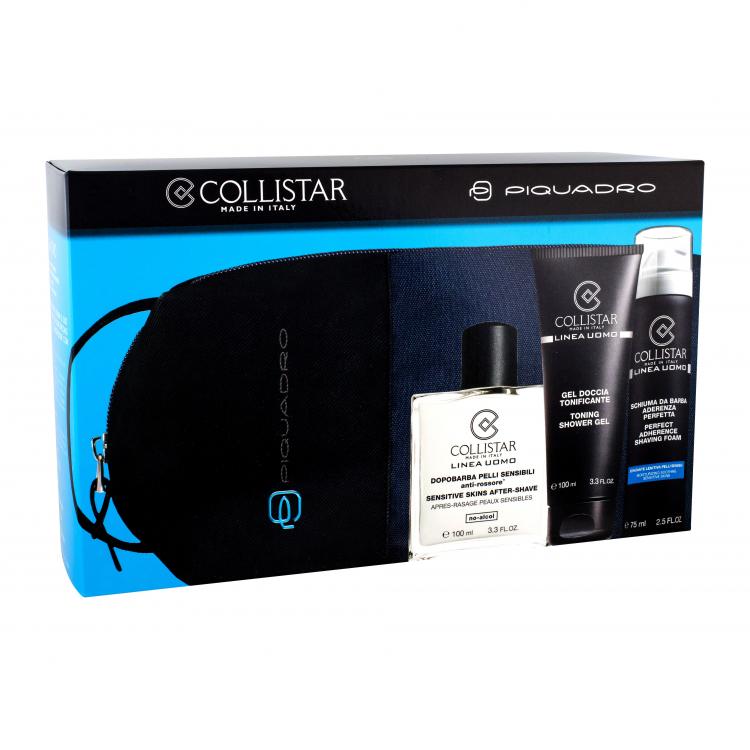 Collistar Uomo Подаръчен комплект душ гел 100 ml + емулсия за бръснене 100 ml + пяна за бръснене 75 ml + козметична чантичка