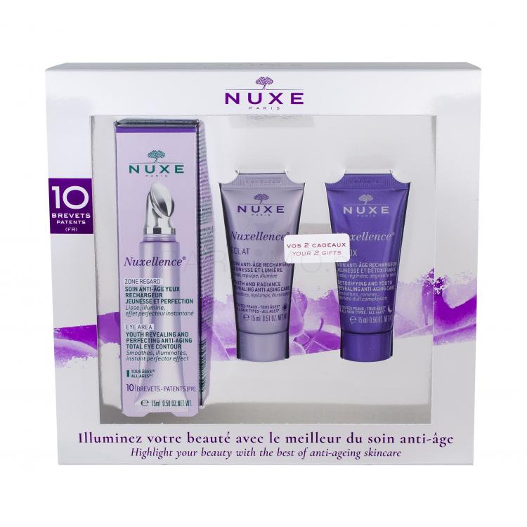 NUXE Nuxellence Подаръчен комплект околоочна грижа 15 ml + серум за лице 15 ml + нощна грижа за лице 15 ml