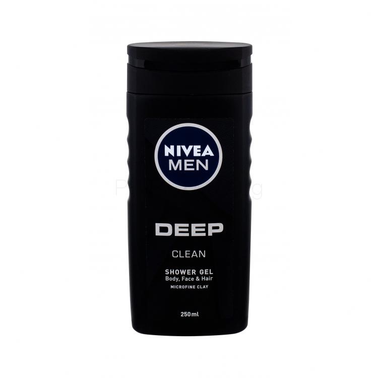 Nivea Men Deep Clean Body, Face &amp; Hair Душ гел за мъже 250 ml