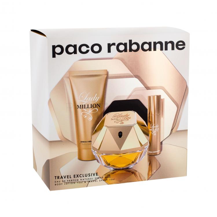 Paco Rabanne Lady Million Подаръчен комплект EDP 80 ml + лосион за тяло 75 ml + EDP 10 ml