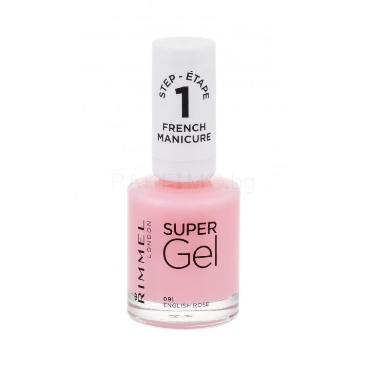 Rimmel London Super Gel French Manicure STEP1 Лак за нокти за жени 12 ml Нюанс 091 English Rose