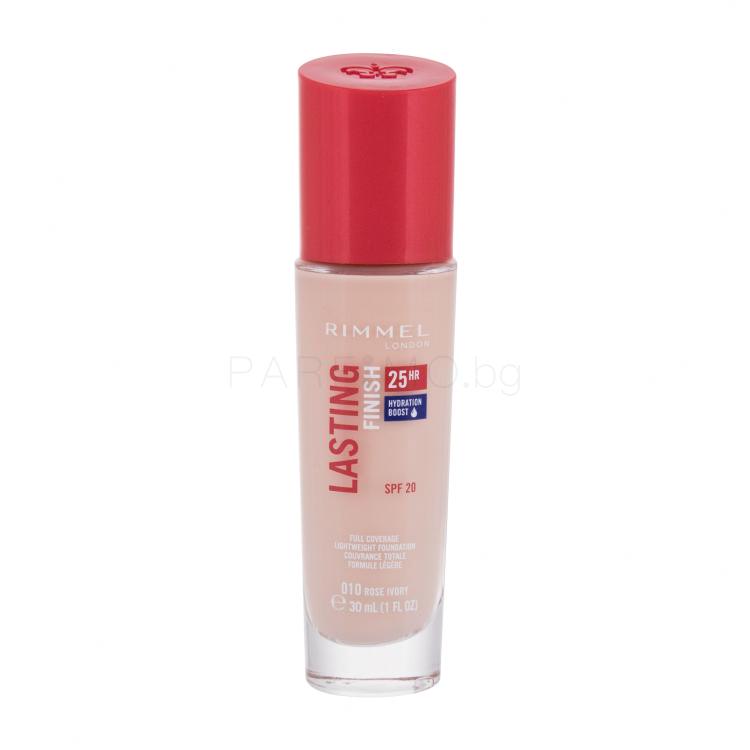 Rimmel London Lasting Finish 25H SPF20 Фон дьо тен за жени 30 ml Нюанс 010 Rose Ivory