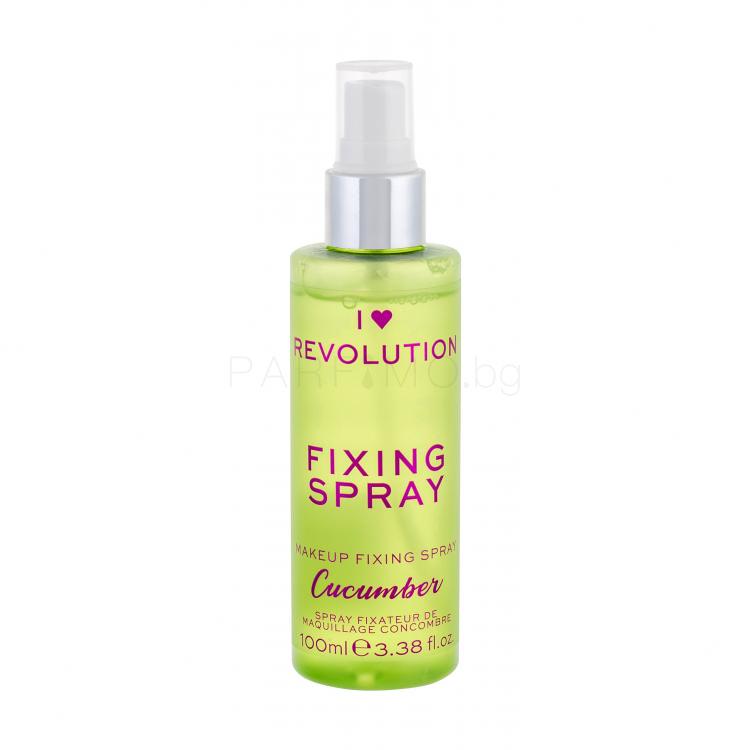 Makeup Revolution London I Heart Revolution Fixing Spray Cucumber Фиксатор за грим за жени 100 ml