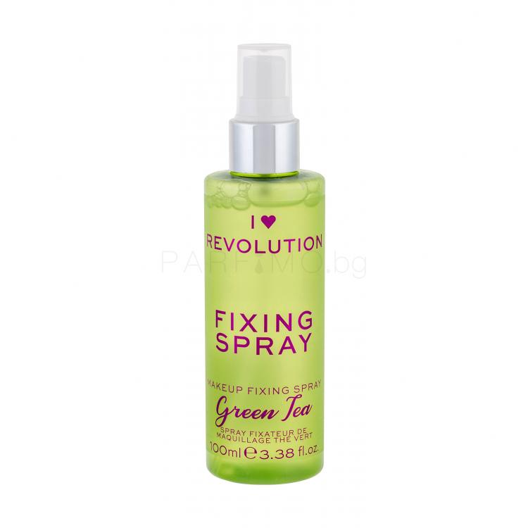 Makeup Revolution London I Heart Revolution Fixing Spray Green Tea Фиксатор за грим за жени 100 ml