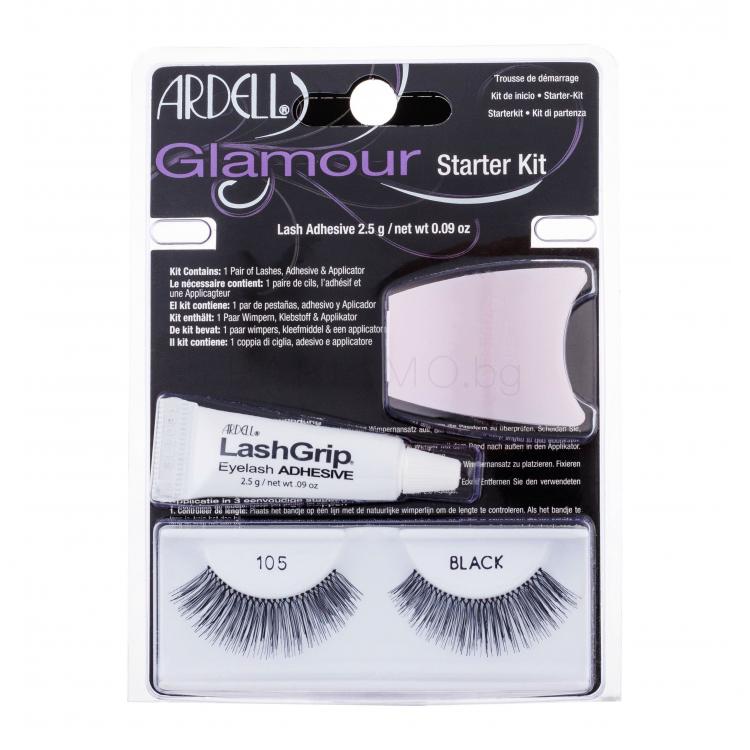 Ardell Glamour 105 Подаръчен комплект изкуствени мигли Glamour 1 чифт + лепило за мигли LashGrip 2,5 g + четчица 1 бр
